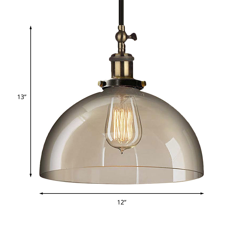 Brass Dome Pendant Ceiling Light with Clear Glass and 1 Light - Perfect for Dining Room