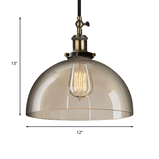 Brass Dome Pendant Ceiling Light with Clear Glass and 1 Light - Perfect for Dining Room