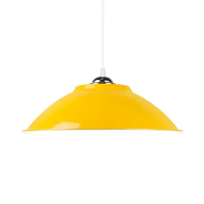 Industrial Aluminum Bowl Hanging Light - 10.5/14 W 1 Head Adjustable Cord Red/Yellow Ideal For