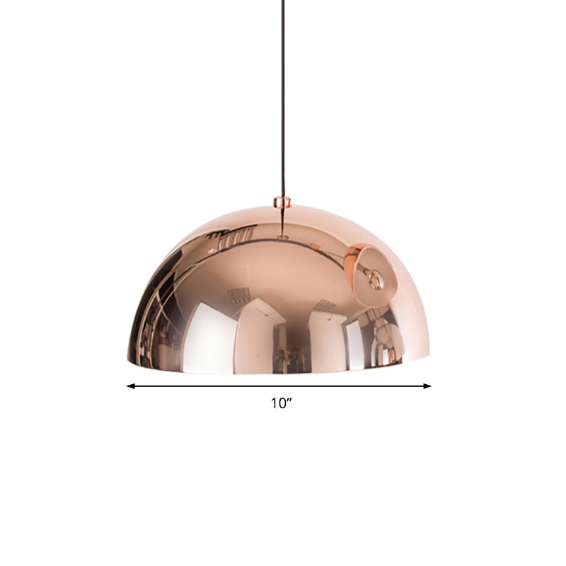 Metallic Dome Pendant Lighting, Polished Copper Finish, for Kitchen - 10"/12" Diameter, 1 Bulb