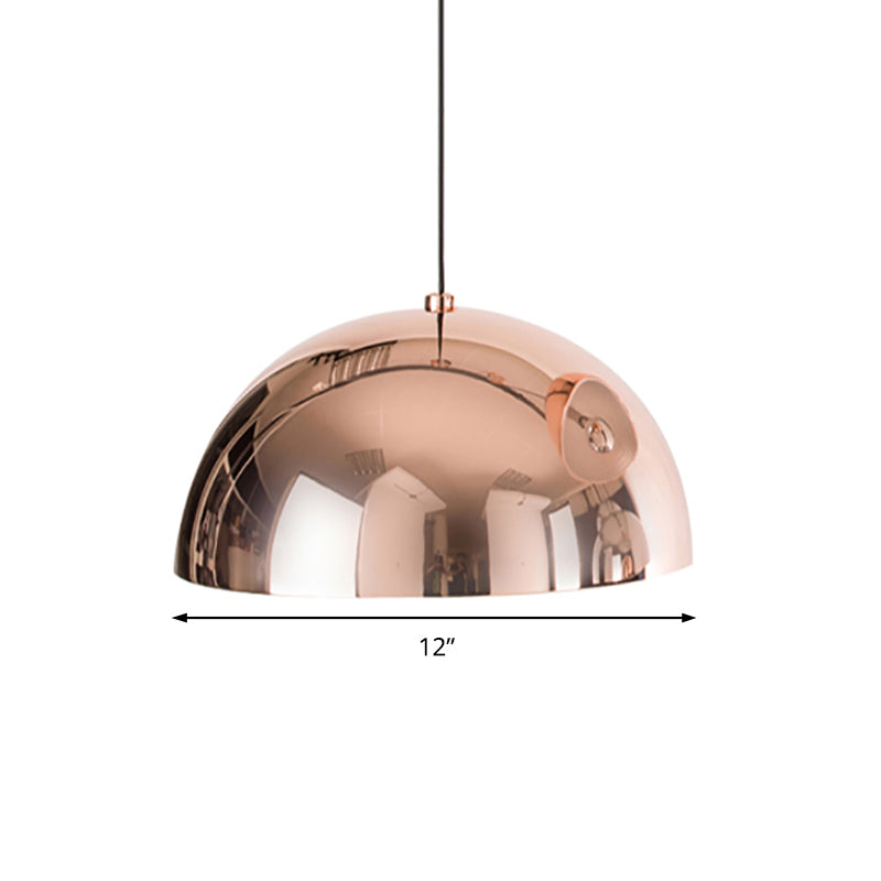 Metallic Dome Pendant Lighting, Polished Copper Finish, for Kitchen - 10"/12" Diameter, 1 Bulb