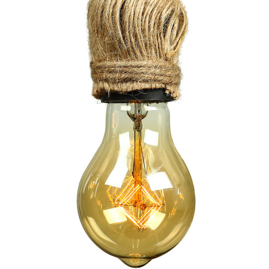 Adjustable Rope Exposed Island Light - Retro Industrial 5/6-Light Beige/Light Yellow