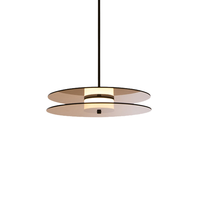 Monica - Amber Glass Disc Pendant Lighting: Modern 1 Light Led Hanging Lamp