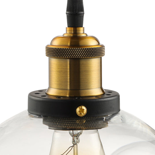 Industrial Antique Brass Orb Pendant Light Fixture With 3/4 Clear Glass Lights Perfect For Living