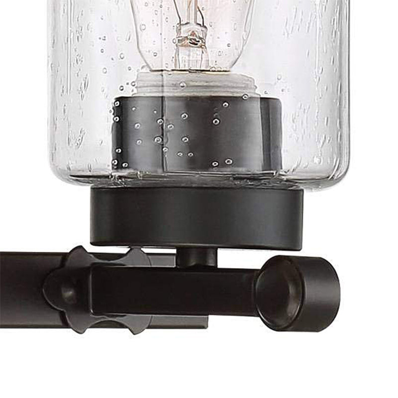 Industrial Black Seeded Glass Sconce Light Fixture - 3-Bulb Cylinder Wall Lamp For Dining Room In