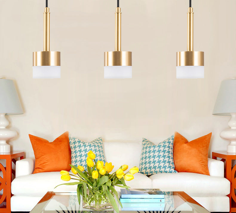 Nordic Gold Drum Ceiling Pendant Light With 1 Metal Head - Perfect For Bedroom