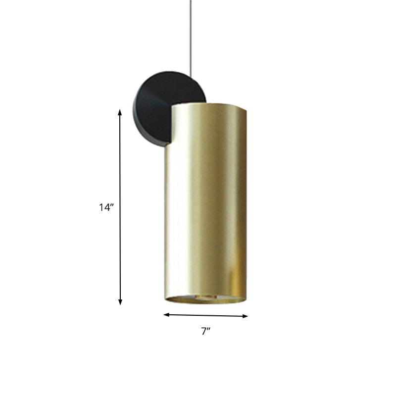 Minimalist Metal Pendant Light In Gold - Drum/Saucer/Cylinder Design Ideal For Hallways 1 Head