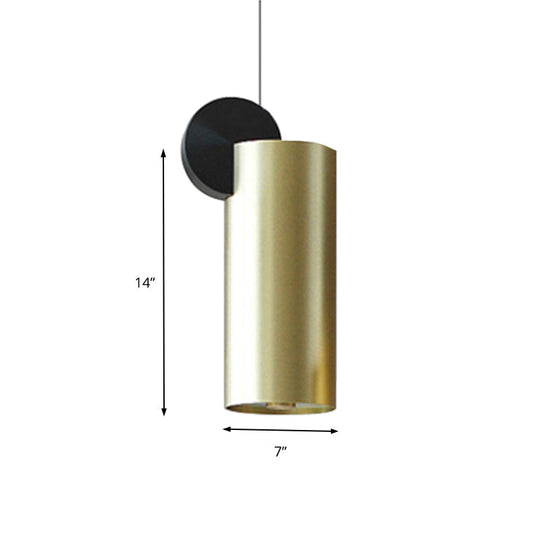 Minimalist Metal Pendant Light In Gold - Drum/Saucer/Cylinder Design Ideal For Hallways 1 Head