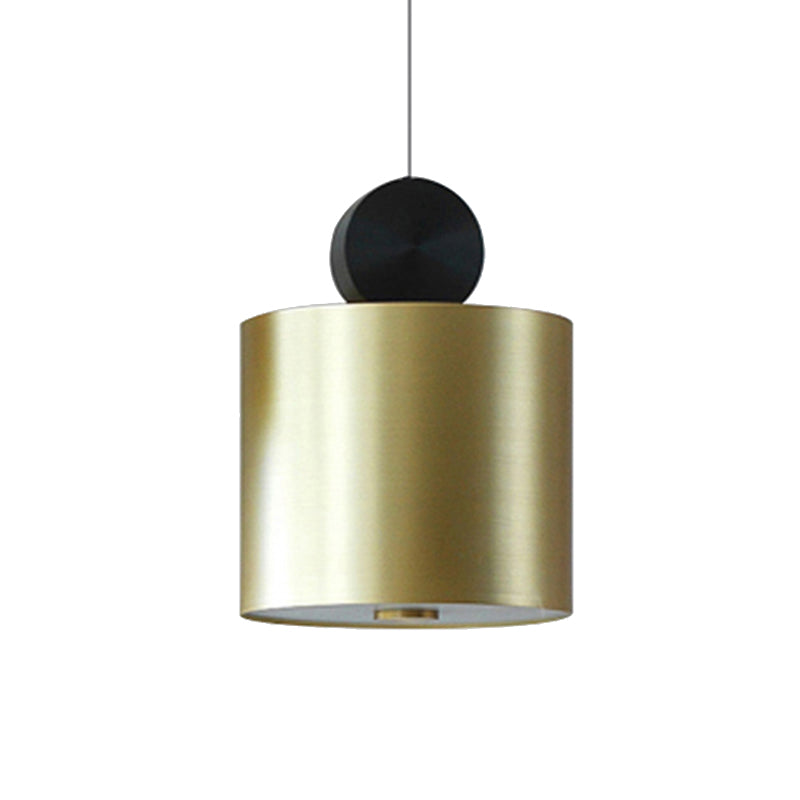 Minimalist Metal Pendant Light In Gold - Drum/Saucer/Cylinder Design Ideal For Hallways 1 Head