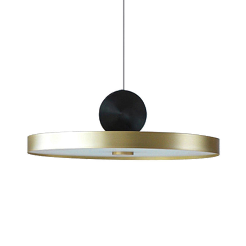 Minimalist Metal Pendant Light In Gold - Drum/Saucer/Cylinder Design Ideal For Hallways 1 Head