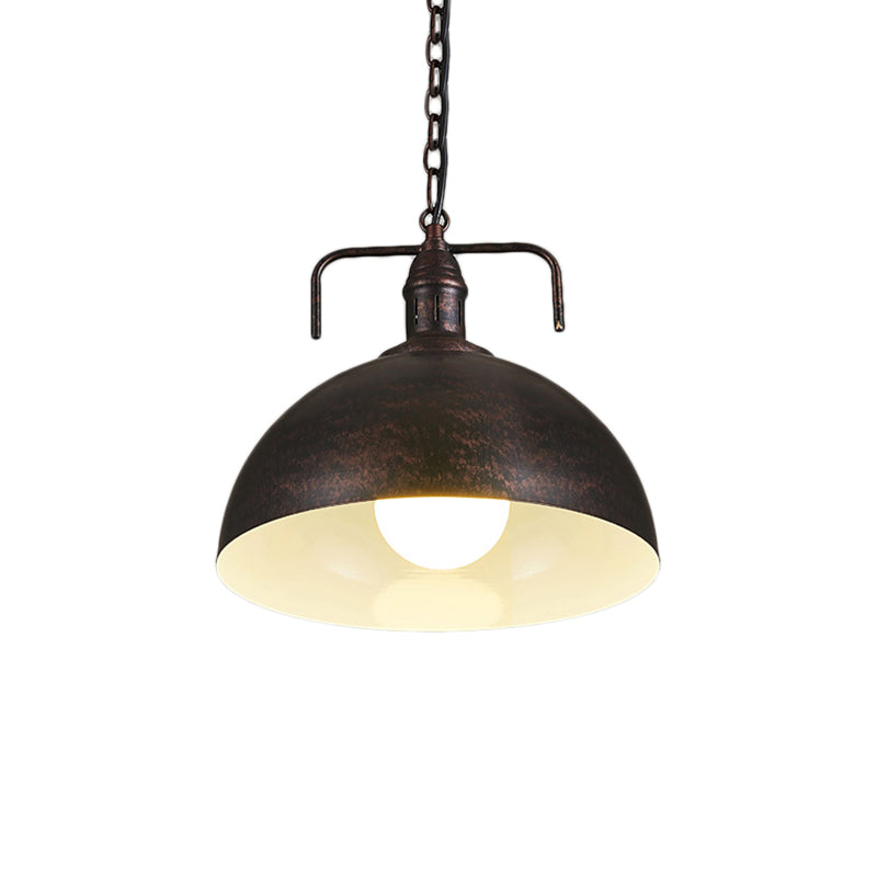 12/16 Industrial Metallic Bowl Pendant Lighting Fixture - 1 Light Red/Yellow/Rust Finish