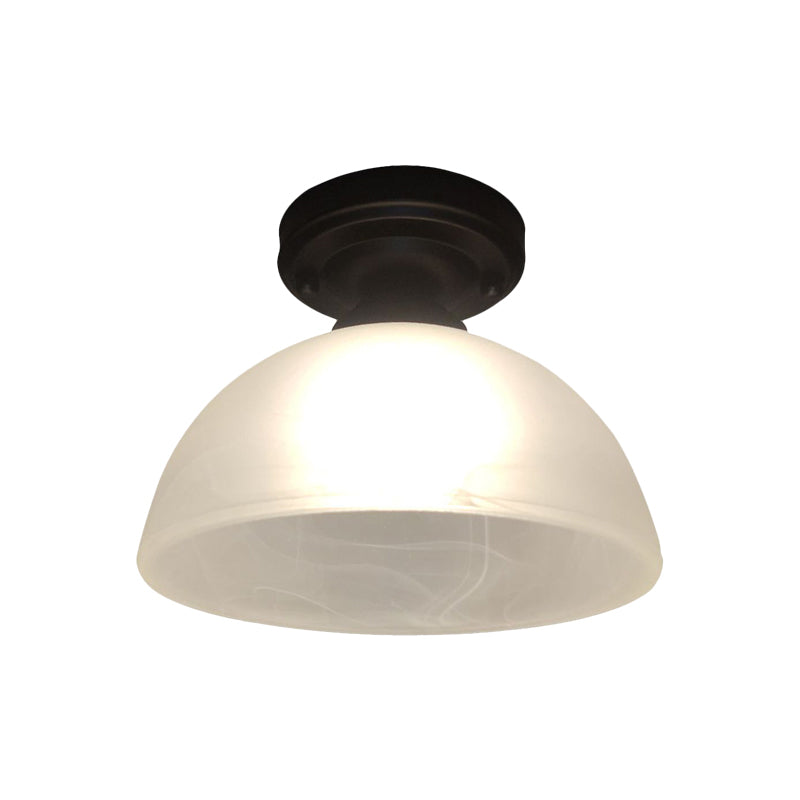 Traditional Black Ceiling Flush Mount With Frosted Glass Head