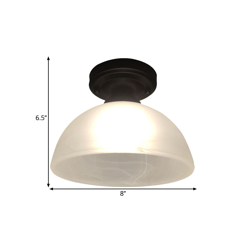 Traditional Black Ceiling Flush Mount With Frosted Glass Head