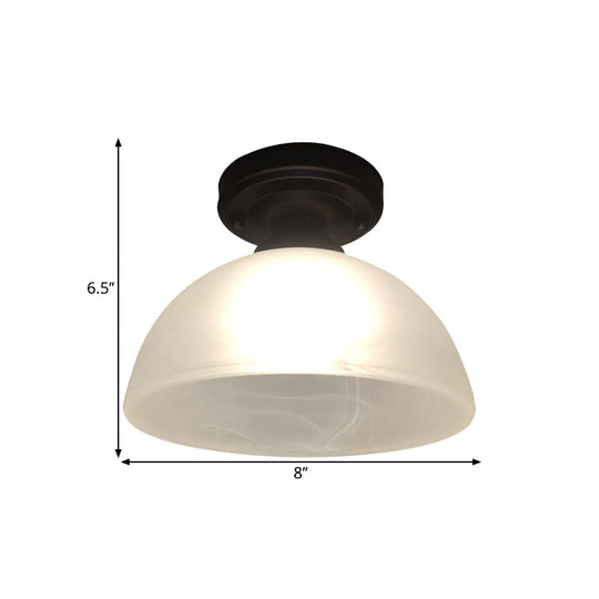 Traditional Black Ceiling Flush Mount With Frosted Glass Head