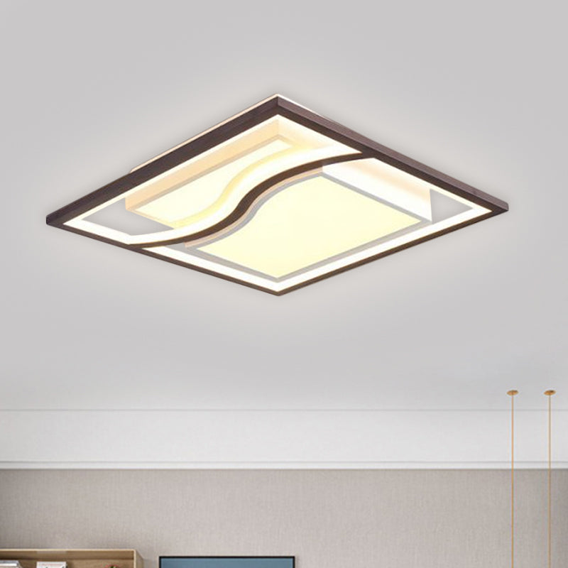 21" Modern Square Flush Mount LED Ceiling Light in Black - Warm/White Light