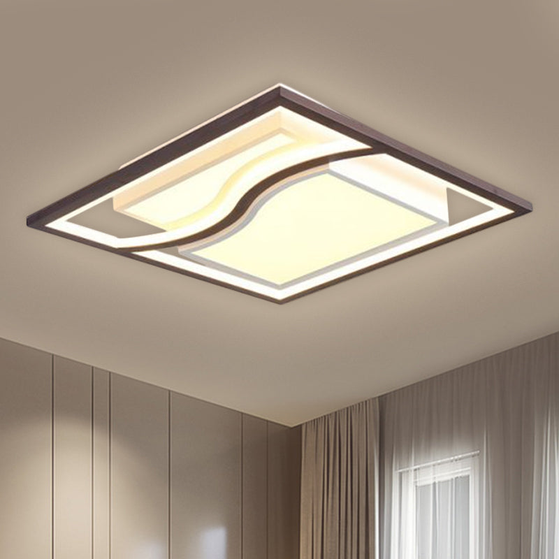 21" Modern Square Flush Mount LED Ceiling Light in Black - Warm/White Light