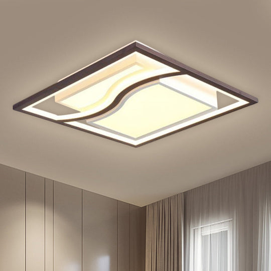 21 Modern Square Flush Mount Led Ceiling Light In Black - Warm/White