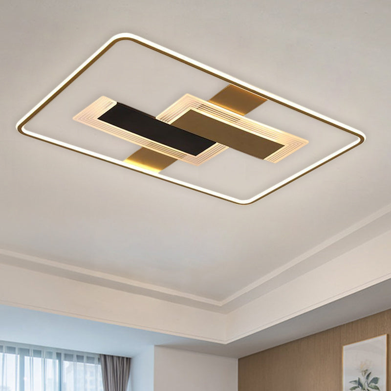 Minimalistic LED Gold Ceiling Mounted Light with Acrylic Shade - Warm/White/3 Color Light Options