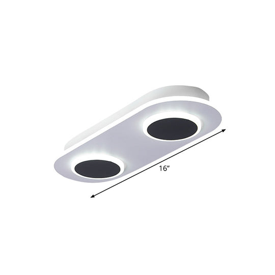 Modern LED Flush Mount Lamp in White with Oval and Round Design, Acrylic Shade, 18"/25.5" Width, Warm/White Light