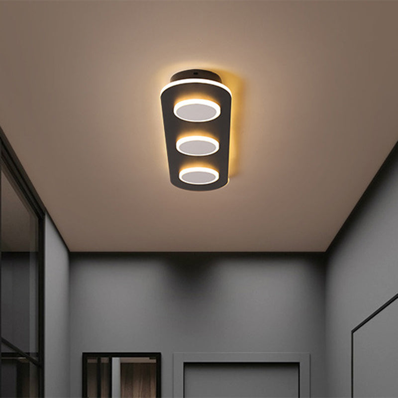 Modern Led Flush Mount Lamp In White With Oval And Round Design Acrylic Shade 18/25.5 Width