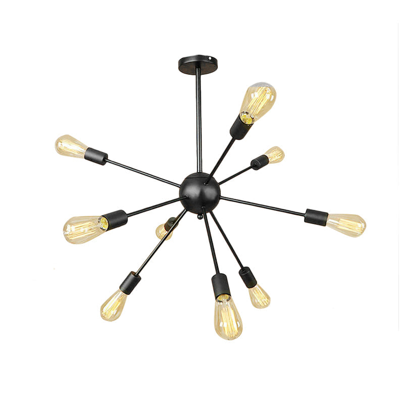 Retro Industrial Black Metal Chandelier Pendant - 9/12 Lights - Dining Room Lighting