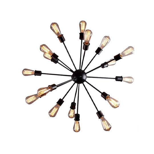 Industrial Black Sputnik Chandelier With 9/12 Lights - Retro Metal Pendant Fixture For Dining Room