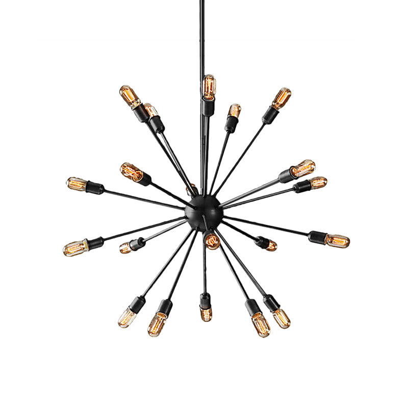 Industrial Black Sputnik Chandelier With 9/12 Lights - Retro Metal Pendant Fixture For Dining Room