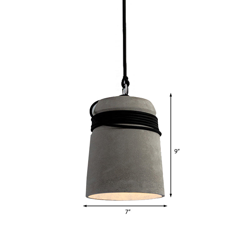 Sleek Black/Gray/Beige Industrial Style Cement Pendant Light With Rope - Perfect For Dining Tables