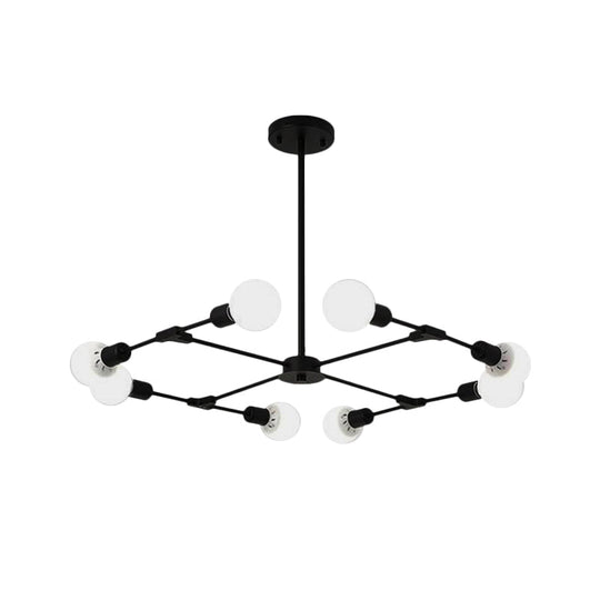 Metallic Black/Gold Chandelier: Modern 6/8 Light Industrial Ceiling Fixture For Bedroom