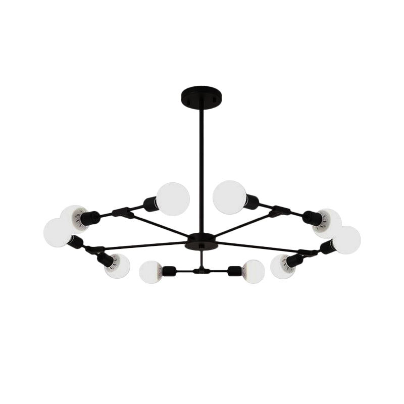 Metallic Black/Gold Chandelier: Modern 6/8 Light Industrial Ceiling Fixture For Bedroom