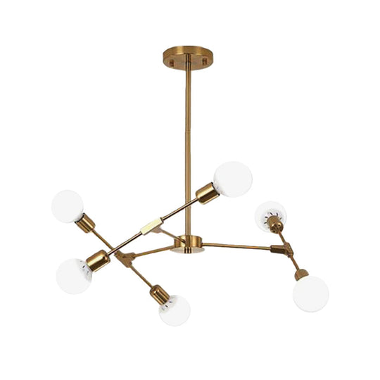 Metallic Black/Gold Chandelier: Modern 6/8 Light Industrial Ceiling Fixture For Bedroom