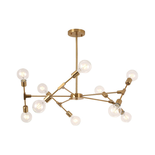 Industrial Style Metallic Black/Gold Chandelier Ceiling Light Fixture - 6/8 Lights for Bedroom