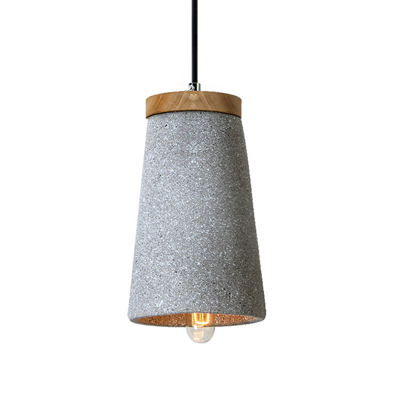 Industrial 1-Light Cement Pendant for Coffee Shop Ceiling with Tapered Shade - Black/White/Grey