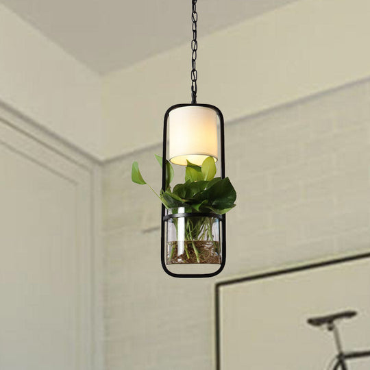 Industrial Led Black Metal Pendant Lamp - Rectangular Down Lighting For Restaurants