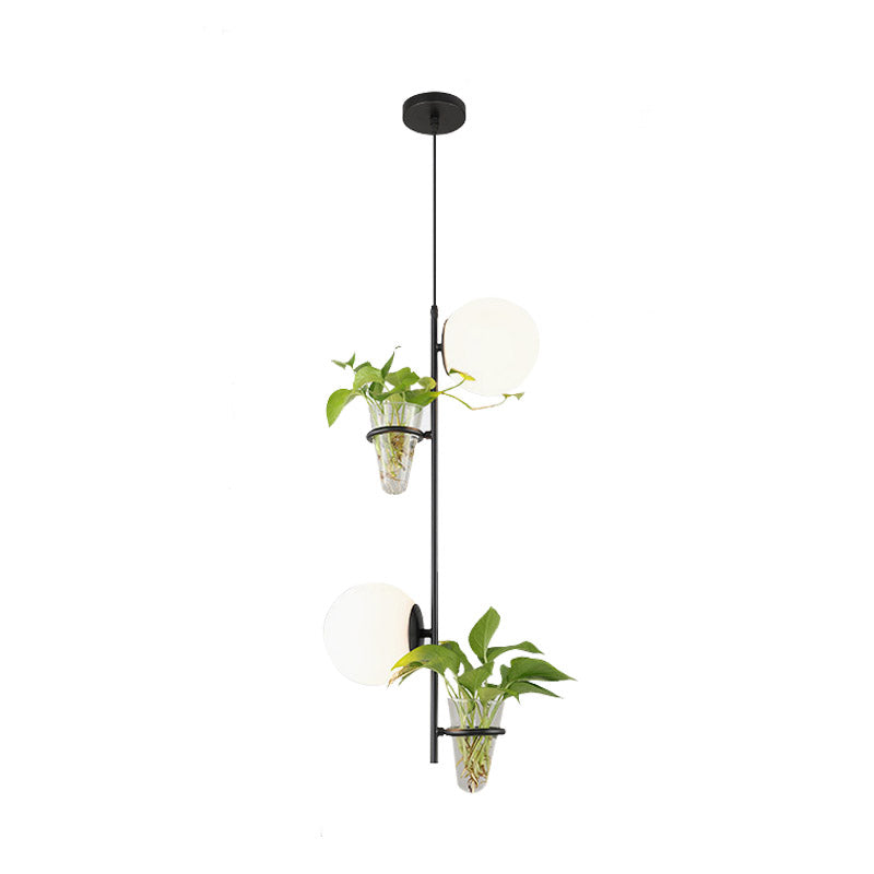 Industrial Black/Gold LED Pendant Light with Glass Shades - Sphere Cluster Design