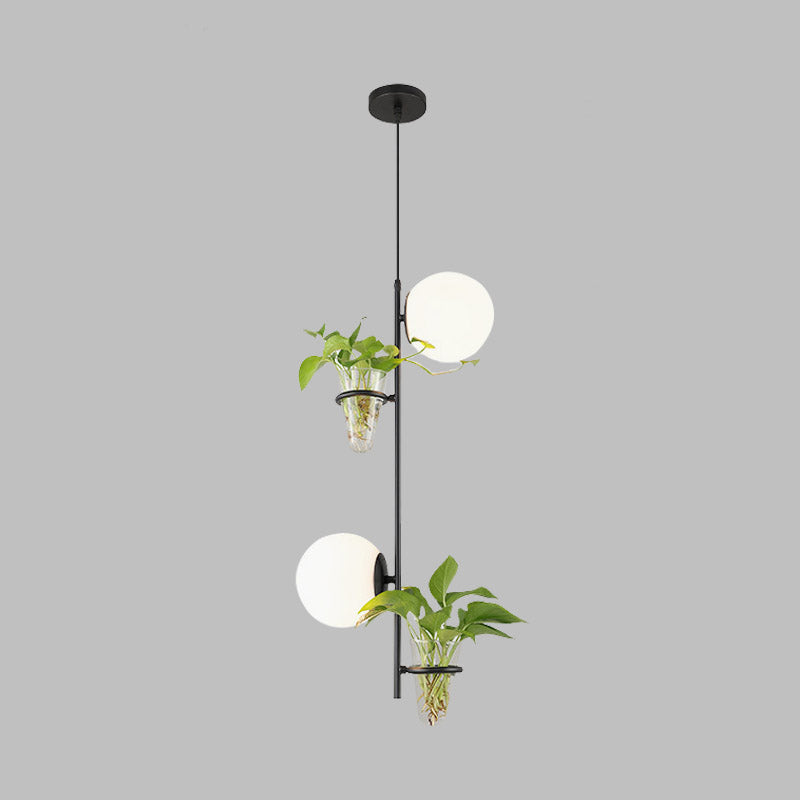 Industrial Black/Gold LED Pendant Light with Glass Shades - Sphere Cluster Design