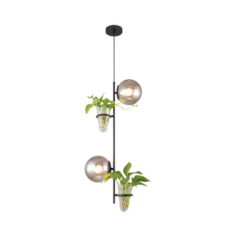 Industrial Black/Gold LED Pendant Light with Glass Shades - Sphere Cluster Design