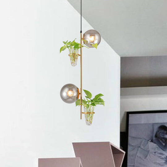 Industrial Black/Gold LED Pendant Light with Glass Shades - Sphere Cluster Design