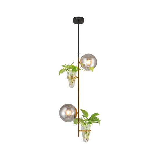 Industrial Black/Gold LED Pendant Light with Glass Shades - Sphere Cluster Design