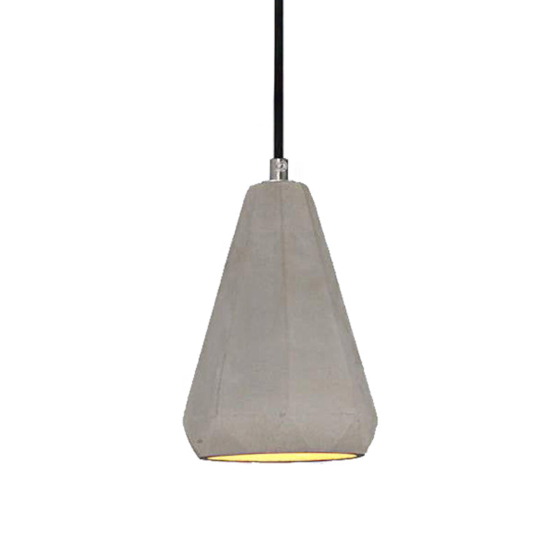 Industrial Conical Pendant Light - Gray Cement Finish, Minimalist Kitchen Hanging Fixture