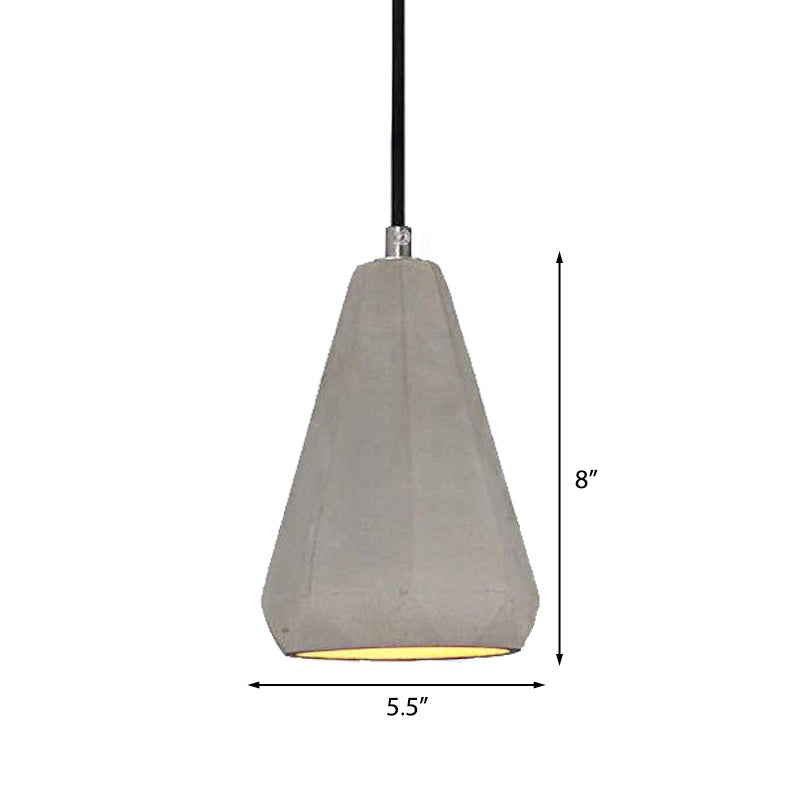 Industrial Conical Pendant Light - Gray Cement Finish, Minimalist Kitchen Hanging Fixture