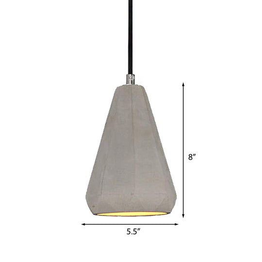 Industrial Conical Pendant Light - Gray Cement Finish, Minimalist Kitchen Hanging Fixture