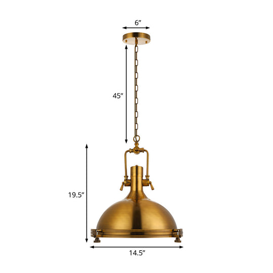 Industrial Metal Pendant Lighting with Antique Brass/Copper Finish and Frosted Diffuser