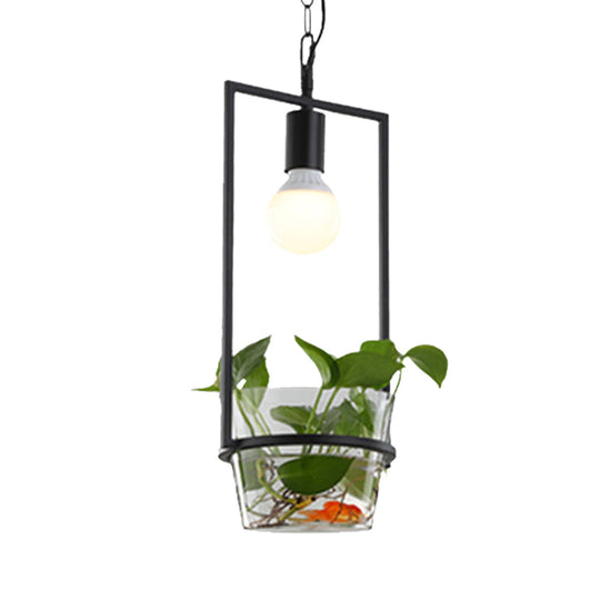 Industrial 1-Head LED Drop Lamp - 8"/15" Metal Rectangle Design - Perfect for Restaurants and Bars