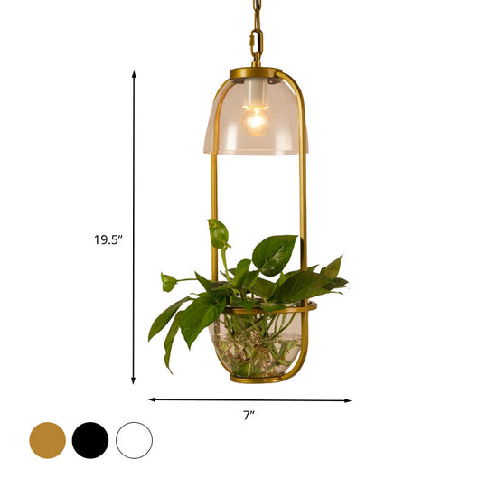 Vintage Rectangle Pendant Ceiling Light With Led Bulb In Black White Or Gold For Restaurants