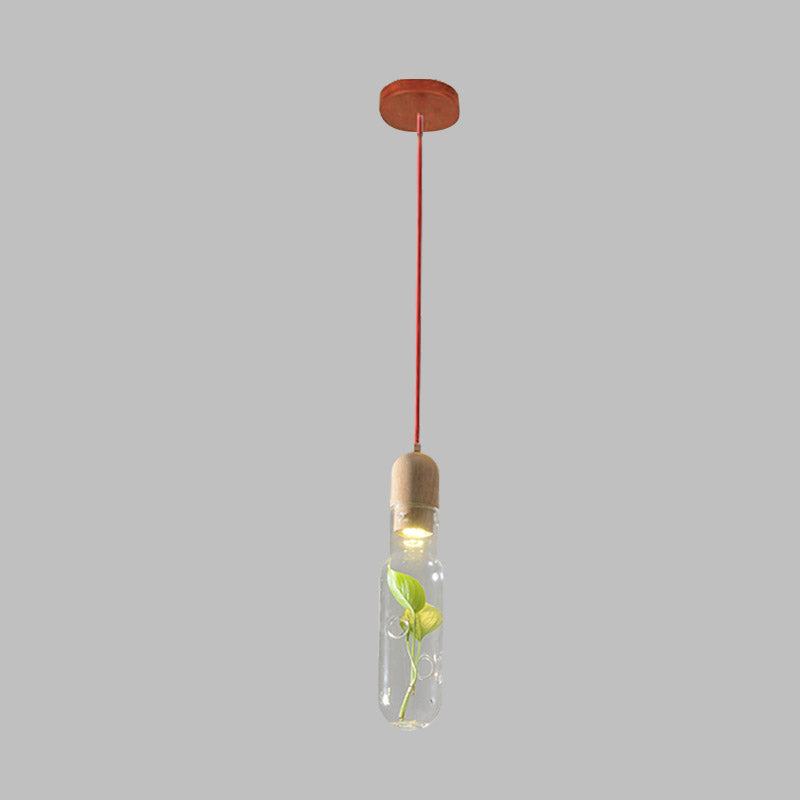 Antique Clear Glass Beige Bottle Pendant Lamp with LED Bulb for Restaurants