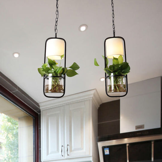 Industrial Metal Pendant Light With Clustered Rectangle Design For Dining Room - Black/White Tone