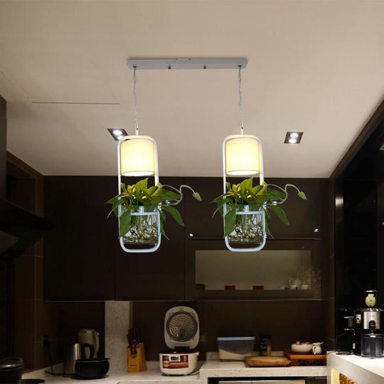 Rectangle Cluster Pendant Light - Industrial Black/White Metal - 2/3 Bulbs - Down Lighting - Dining Room