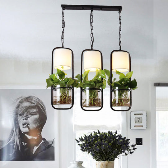 Industrial Metal Pendant Light With Clustered Rectangle Design For Dining Room - Black/White Tone