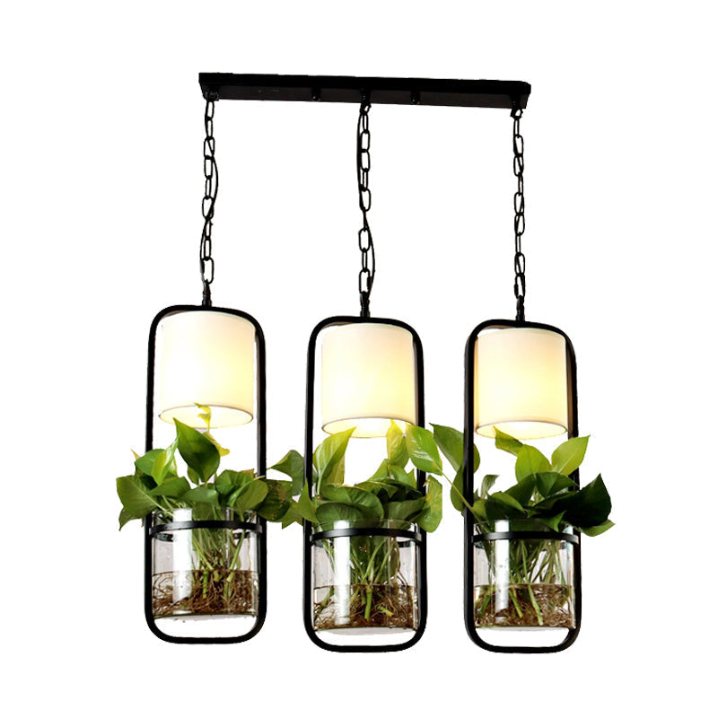 Rectangle Cluster Pendant Light - Industrial Black/White Metal - 2/3 Bulbs - Down Lighting - Dining Room